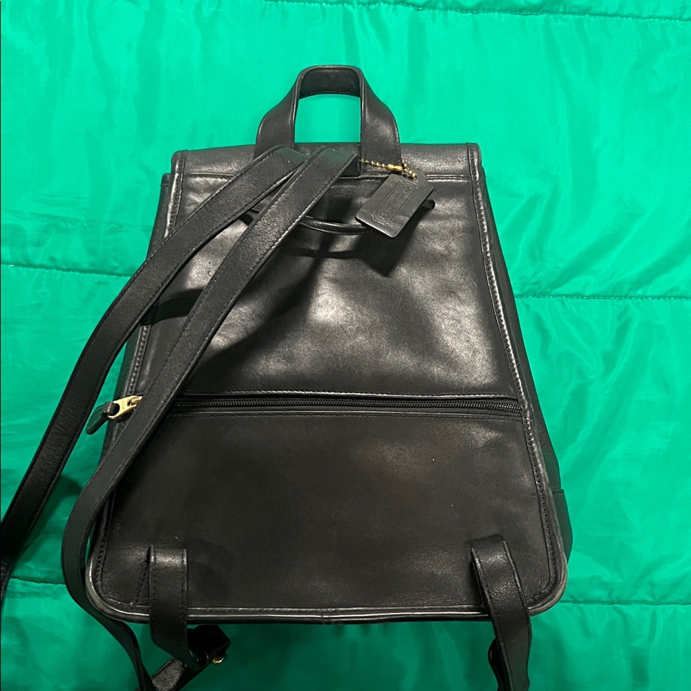 Coach Black Leather Backpack Purse with Gold Hardware - Picture 2 of 10